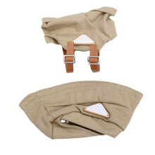 Khaki 17cm Puppen-Outfit-Set mit Latzhose & Hut