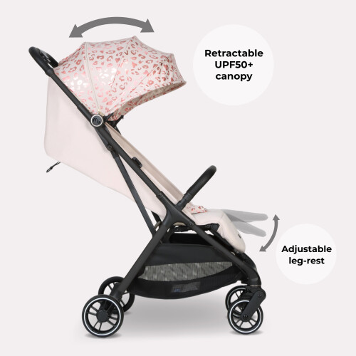 My Babiie MBX6 Auto-Fold Compact Stroller - Pink Leopard 1