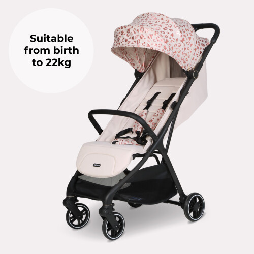 My Babiie MBX6 Auto-Fold Compact Stroller - Pink Leopard 2