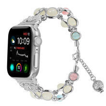 Kézzel készített iWatch szíj nőknek, bohém stílusú gyöngyös karkötő vintage western dizájnnal, rugalmas szíj Apple Watch 38-40 mm-hez,