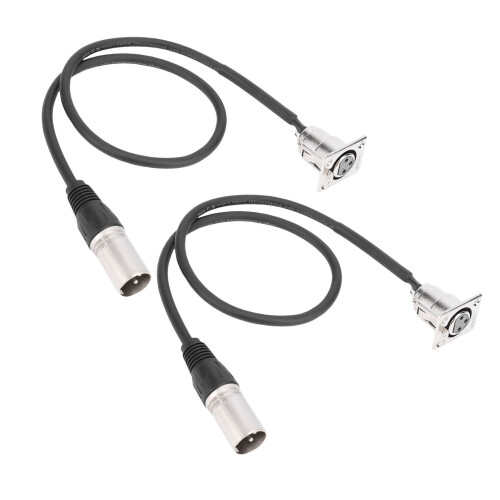 2 Stück XLR Pass-Through Kabel Typ D, 0,6 m, Silber