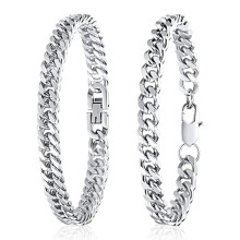 Herenarmband van titanium en staal, perfect voor elke gelegenheid, met hypoallergene vouwsluiting, stevige roestvrijstalen Cubaanse schakelketting,