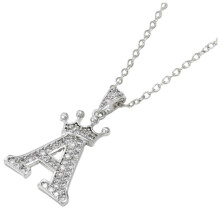 Collier initial couronne avec pierres scintillantes, argent sterling 925, pendentif lettre en zircone cubique, bijou délicat et personnalisé.