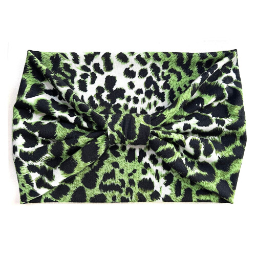 Faixas de cabelo largas e elásticas para mulheres, em tecido macio de algodão e elastano, estilo boho com estampa de leopardo, absorventes de suor.