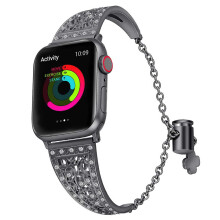 Elbűvölő rozsdamentes acél szíjak, állítható gyémánt karperec Apple Watch-hoz 38mm-42mm, strasszos lánc, elegáns ékszer nőknek