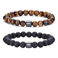 Bracelets unisexes à perles pour hommes et femmes, sensation de fraîcheur des pierres précieuses naturelles, bracelet extensible ajustable, perles