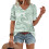 Women's  Short Sleeve Button-Down V-Neck Shirts-Turquoise S 1