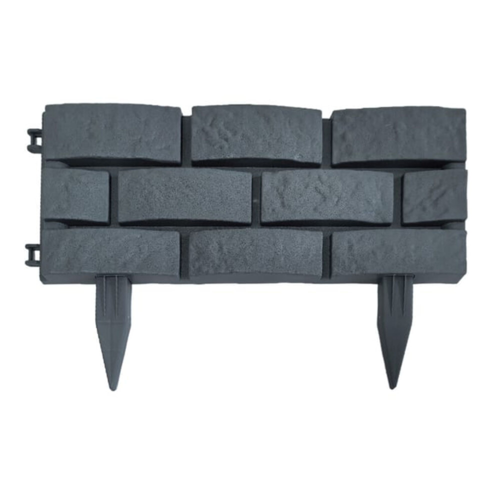 Grey Brick Effect Plastic Garden Lawn Edging Border 4 Pack 762765592205
