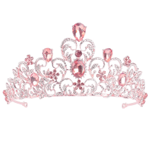 Handgemaakte kroon van legering voor vrouwen, gotische barokkronen met paarse edelstenen, accessoire voor verjaardagen, gala's, cosplayfeesten, luxe