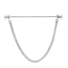 Spilla rotonda per cravatta dall'eleganza classica, spilla in metallo stile spilla per colletto di camicia con elegante catenella da bavero e fibbia