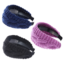 Effen gebreide winterhoofdbanden met strik, antislip brede hoofdbanden voor vrouwen en meisjes, duurzaam geribbeld gebreid ontwerp, elastisch
