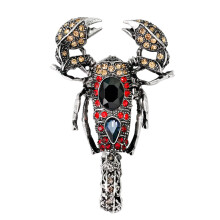 Spilla da bavero, design a scorpione in stile vintage con strass di cristallo e decorazione con strass, accessorio per feste, abbigliamento casual ed