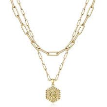 Coliere cu pandantiv cu inițială de monedă pentru femei, choker geometric placat cu aur de 14K, fără plumb, cu inimioare gravate, agrafă de