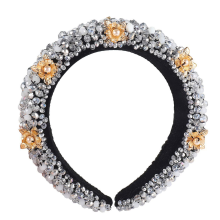 Barokke kristallen haarband voor dames, comfortabele, met fluweel gevoerde, zachte haarband met strass-steentjes, roze met transparante kristallen en