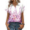 Women's Button-Down Shirts, Short Sleeve, V-Neck,-Pink S 1