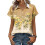 Women's Button-Down Shirts, Short Sleeve, V-Neck,-Yellow XL 1