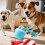 Automatic Rolling Dog Toy Chewable Squeaky Rope Ball For-Red 3