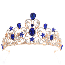 Handgemaakte kroon van legering voor vrouwen, gotische barokkronen met paarse edelstenen, accessoire voor verjaardagen, gala's, cosplayfeesten, luxe