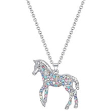 Chaîne ajustable, pendentif cheval scintillant, bijou équestre pour femme, cadeau idéal pour les passionnées d'équitation. Collier pendentif