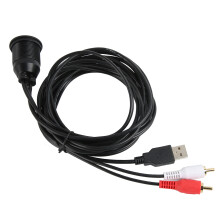 USB-3.0-Kit zur bündigen Montage, 2 RCA auf 3,5 mm, Schwarz