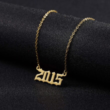 Collana porta-memoria, anno di nascita: ciondolo personalizzato in acciaio inossidabile, regolabile, placcato oro 18 carati, 19,68' + 2', senza
