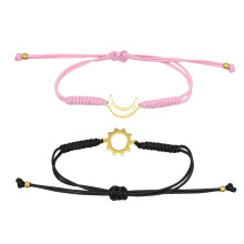 Bracelet d'amitié fait main avec breloque soleil et lune, taille ajustable, étanche, une idée cadeau symbolique à offrir à vos amies, sœurs et