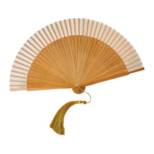 Wooden Folding Hand Fan Retro Foldable Chinese Fan-Creamy White