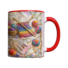Artistieke handgemaakte keramische beker met naaithema-Rood 1