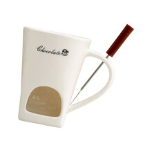 Ceramic Chocolate Melting Pot 130ml Comes With Fork For-White