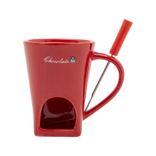 130 ml Keramik-Fonduebecher mit Gabel,-Rot