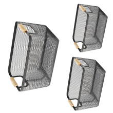 Paniers d'organisation en bois et en acier Ă 3 niveaux pour-Noir