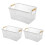 Ensemble de 3 paniers de rangement de garniture en bois de-Blanc 1