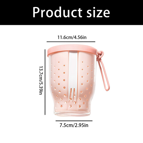 Leak Proof Fruit Storage Cup With Silicone Handle and Fork-Pink 1