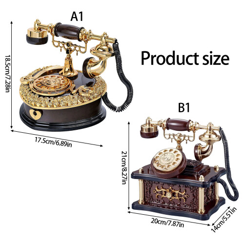 Classical European Rotary Dials Telephone Plastic-Square brown 1