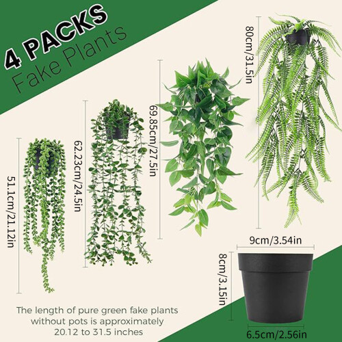 4Pcs Elegant Artificial Eucalyptuses Potted Plant Indoor 2