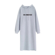 Maternity Fleece Lined Hooded Sweatshirt Hoodie Dress-Gray XXL