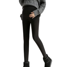 Viscose Fiber Maternity Tight Leggings with Fleece-Black L