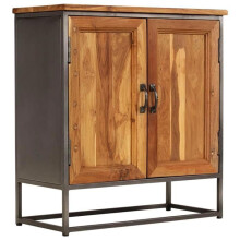 Buffet muito armário console móvel de armazenamento teca reciclada e aço 70 cm marrom 4402120