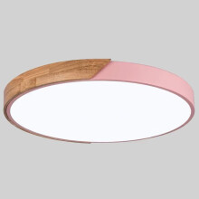 Plafonnier encastré moderne à LED dimmable en acrylique et bois pour chambre, salon, bureau, 40 cm, rose