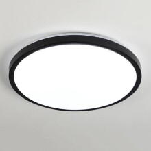 Plafonnier LED noir rond en forme de macaron, encastré, en métal fin, à intensité variable, pour chambre, salon, couloir, buanderie