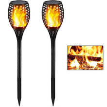 Outdoor Solar Light, Garden Flaming Flame Torch Lamp, IP55 Waterproof Security Night Light (2 Pcs)