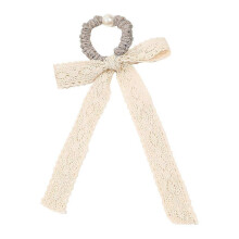 Women's Hair Tie Faux Pearl Lace Bow Ribbon Decorated Hair Tie Lightweight Elastic Hair Tie Glittering Hair Accessories