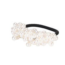 Cute Women's Faux Pearl Elastic Ponytail Hair Tie Drawstring Accessory - White