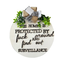 Home Security Signs, Wooden Hanging Signs With Rope, High-Quality Warning Signs For Front Door Decor And Multi-Purpose Decorative Signs, Durable Wood