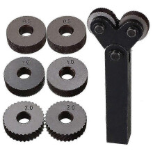 7 Pcs Double Wheel Knurling Tool Set Linear Wheel Set Steel Lathe Set