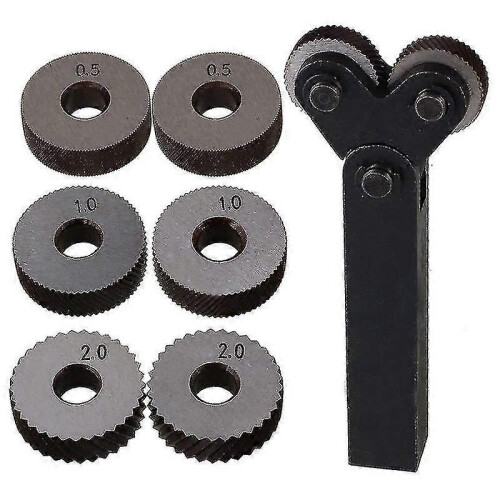 7 Pcs Double Wheel Knurling Tool Set Linear Wheel Set Steel Lathe Set