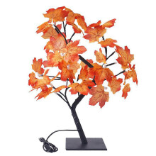 Enchanting Illuminated Maple Trees, Battery Operated Decorative Trees With Warm White Led Lights For Fall Seasonal Decoration, 45Cm Height Orange