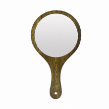 Wooden Handle Styling Mirror - Vintage Design for Salon and Barber Use (Eco-Friendly, Green)