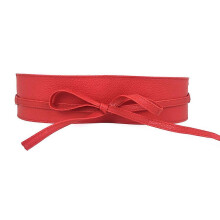 Women's Belt Solid Bowknot Faux Leather Solid Double Circle Belly Belt Fashion Accessories Red