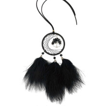 Spiritual Wall Hanging Ornament, Dream Catcher Decor With Feather Car Charm, Handcrafted For Peace And Good Luck In Your Home Or Car (Black)